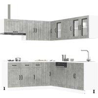 Berkfield Home 11 Piece Kitchen Cabinet Set Lucca Concrete Grey Engineered Wood
