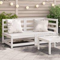 Berkfield Home Garden Sofa 2-Seater White Solid Wood Pine