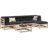 Berkfield Home 6 Piece Garden Sofa Set Solid Wood Pine in Brown