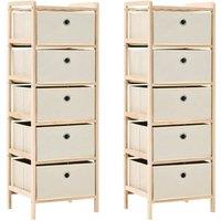Berkfield Home Storage Racks with 5 Fabric Baskets 2 pcs Beige Cedar Wood