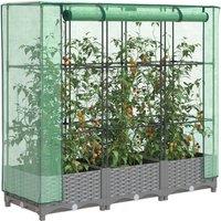Berkfield Home Raised Bed with Greenhouse Cover Rattan Look 120x40x123 cm in Black | Size: 120 x 40 x 123 cm