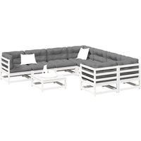 Berkfield Home 9 Piece Garden Sofa Set White Solid Wood Pine