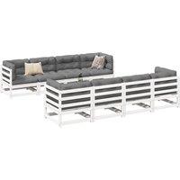 Berkfield Home 9 Piece Garden Sofa Set White Solid Wood Pine