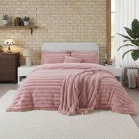 Snug City Luxury Teddy Cord Design Bedding Set Ultra Soft Cozy Stylish Comfort in Pink | Size: King