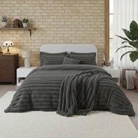Snug City Luxury Teddy Cord Design Bedding Set Ultra Soft Cozy Stylish Comfort in Grey | Size: Super King