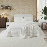 Snug City Luxury Teddy Cord Design Bedding Set Ultra Soft Cozy Stylish Comfort in White | Size: Super King
