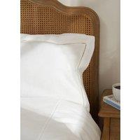 Truly Set of 2 White 100% Linen Ladder Stitch Oxford Pillowcase | Size: Standard Pillow Case