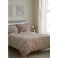 Truly Mushroom Ladder Detail Linen Duvet Cover in Light Brown | Size: Super King