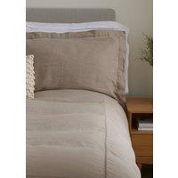 Truly Set of 2 Mushroom Ladder Detail Linen Oxford Pillowcases in Light Brown | Size: Standard Pillow Case