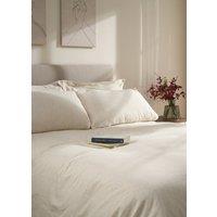 Truly Mushroom Stripe Linen Cotton Duvet Cover in Light Brown | Size: Double