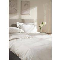 Truly White & Mushroom Embroidered Edge Duvet Cover | Size: Double