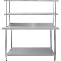 Monstershop 5ft Catering Bench With Double Over-Shelf in Silver