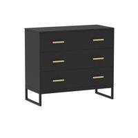 Melody Maison Black 3 Drawer Chest Of Drawers - Luna Black Range