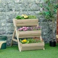 OUTSUNNY 3 Tier Raised Garden Bed Wooden Elevated Planter Box Kit in Green