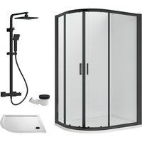 Balterley Offset Left Quadrant Tray Square Shower Waste White Black 1000x 800mm