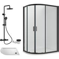 Balterley Offset Left Quadrant Tray Round Shower Waste White Black 1000x 800mm