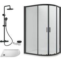 Balterley Offset Right Quadrant Tray Round Shower Waste White Black 1000x 800mm