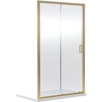 Balterley Safety Glass Reversible Sliding Shower Door Brushed Brass 6mm 1000mm in Metallics