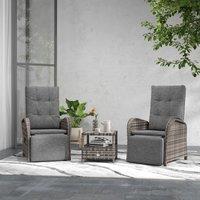 OUTSUNNY 3 PCs Rattan Chaise Lounge Sofa Set w/ Cushion for Patio Yard Porch in Brown