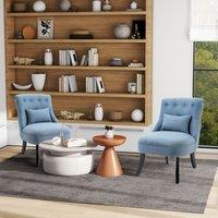 HOMCOM Fabric Single Sofa Upholstered Accent Chair with Pillow Set of 2 in Blue