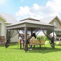 OUTSUNNY Garden Folding Tent Heavy Duty Pop Up Gazebo for Party in Light Grey