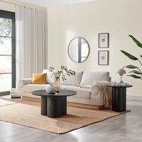 FurnitureboxUK Sutton Round Black Veneer Wood Coffee Table