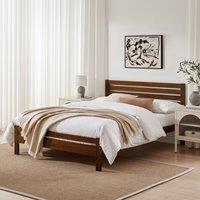 FurnitureboxUK Declan Solid Pine Double Bed Frame in Walnut