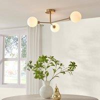 FurnitureboxUK Martha 3 Frosted Glass Globes Ceiling Light in Gold