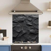 Choose Your Print Premium Abstract Black 6mm Glass Toughened Kitchen Splashback | Size: 600mm x 600mm
