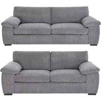 Bliss Furniture Jumbo Cord 3+2 Seater Sofa Set with Soft Fabric in Grey Colour | Size: 5 Pack