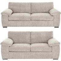 Bliss Furniture Jumbo Cord 3+2 Seater Sofa Set Luxury Comfort & Style in Cream | Size: 5 Pack