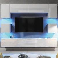Creative Furniture Panorama Wall TV Unit - White with Gloss Doors + LED Lights