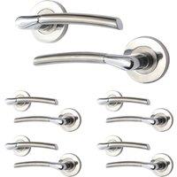 AFIT Chrome Door Handle with Satin Nickel Feature Lever For Internal Pack 5 in Silver | Size: 150mm x 150mm