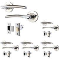 AFIT Chrome Door Handle, Satin Nickel Feature Lever For Doors Pack 5, Latch in Silver | Size: 150mm x 150mm