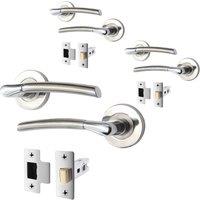 AFIT Chrome Door Handle, Satin Nickel Feature Lever For Doors, Latch 3 Pack in Silver | Size: 150mm x 150mm