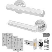 AFIT Chrome Fire Door Handle Latch Set Polished Chrome Internal Latch Hinge in Silver | Size: 150mm x 150mm