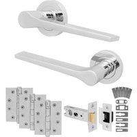 AFIT Chrome Fire Door Handle Latch Set Polished Chrome Internal Latch Hinge in Silver | Size: 150mm x 150mm