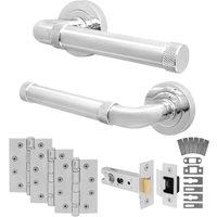AFIT Chrome Fire Door Handle Latch Set Polished Chrome Internal Latch Hinge in Silver | Size: 150mm x 150mm