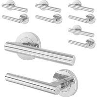 AFIT Chrome Door Handles Round Rose T-Bar 5 Pair Olvera Range in Silver | Size: 150mm x 150mm
