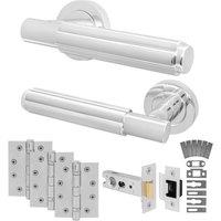 AFIT Chrome Fire Door Handle Latch Set Polished Chrome Internal Latch Hinge in Silver | Size: 150mm x 150mm