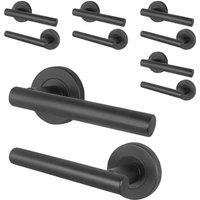 AFIT Black Door Handles Round Rose T-Bar 5 Pair Olvera Range | Size: 150mm x 150mm