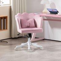 HOMCOM Armless Desk Chair Home Office Chair w/ Wide Seat Tilt Function Pink