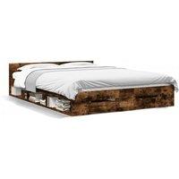 Berkfield Home Bed Frame w/Drawers Frame Smoked Oak 120x190 cm Small Double in Brown