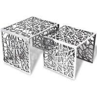 Berkfield Home Two Piece Side Tables Square Aluminium Silver