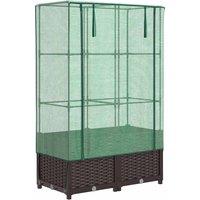 Berkfield Home Raised Bed with Greenhouse Cover Rattan Look 80x40x138 cm in Brown | Size: 80 x 40 x 138 cm