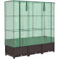 Berkfield Home Raised Bed with Greenhouse Cover Rattan Look 120x40x138 cm in Brown | Size: 120 x 40 x 138 cm