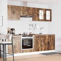 Berkfield Home Elegant 8 Piece Kitchen Cabinet Set Kalmar Smoked Oak Engineered Wood in Brown