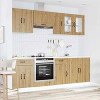 Berkfield Home Elegant 8 Piece Kitchen Cabinet Set Kalmar Artisan Oak Engineered Wood in Brown