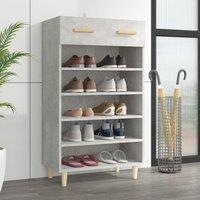 Berkfield Home Shoe Cabinet Concrete Grey 60x35x105 cm Engineered Wood | Size: 60 x 35 x 105 cm