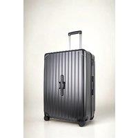JLY Lightweight Hard Shell Suitcase with Cupholder & Waterproof Pocket in Black | Size: Medium